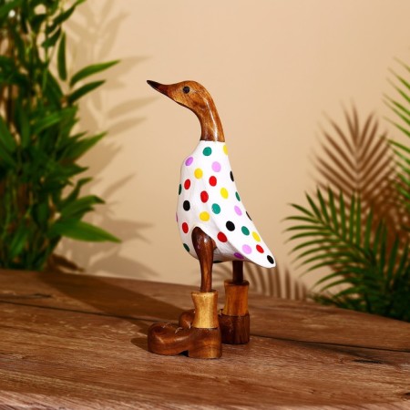 Souvenir "Duck in multi -colored peas" wood 27 cm-1