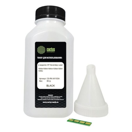 Тонер Cactus CS-RK-W1103A черный флакон 80гр. (в компл.:чип) для принтера HP Neverstop Lase 107628-1