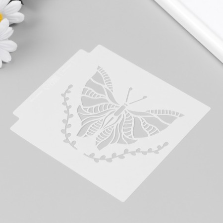 Stencil plastic "butterflies" set 6 pcs 13x13 cm-4