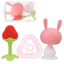 A set of silicone teeters “My bunny”, with a rattle, 3 pcs., In the case, crush me