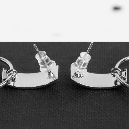 Hanging earrings with “Hollywood” rhinestones with threads, white color in silver, 9 cm-2