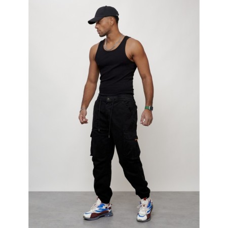 Cargo jeans men, size 54, black color-1