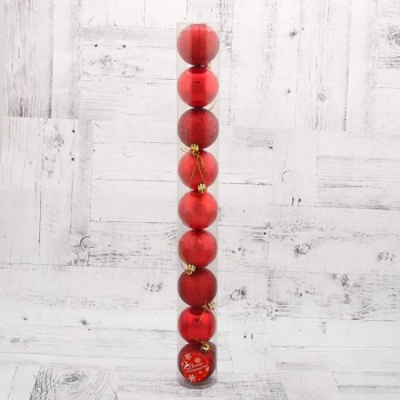 Set of balls plastic D-6 cm, 9 pcs "Camilla" red-1