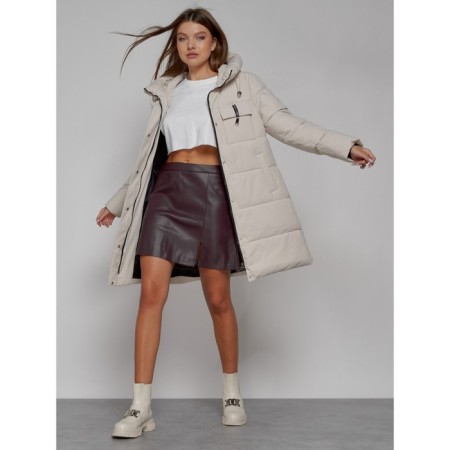 Coat insulated winter female, size 48, beige color-10