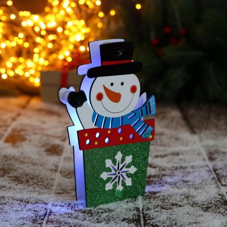 Christmas tree decoration "Snowman - Gift" 9.5x17 cm-1