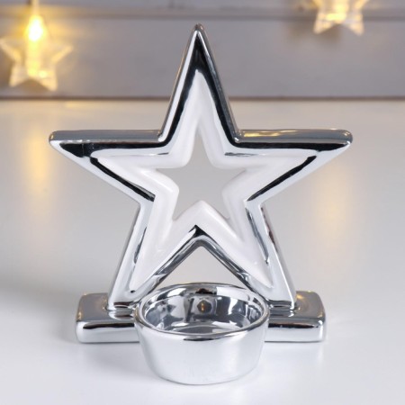 Souvenir Ceramics Summary "Double Star" silver 12.8x7.8x12.3 cm-1