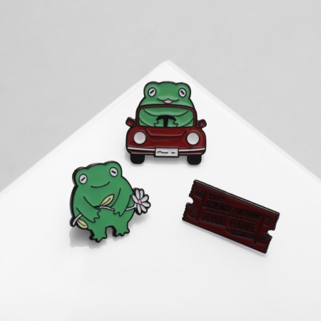 Set of badges (3 pcs.) “Frog Romance”, colored in ferrous metal-2