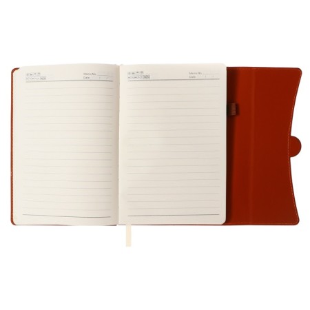 Organizer on the rings of A6+, 80 sheets, leatherette, with a valve, a line, with a handle, in a gift box, brown-5