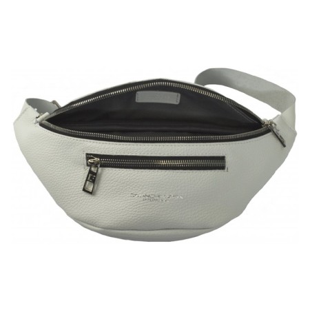 Waist bag, 2 parts on a zipper, adjustable belt, white color-1