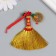Textile suspension, metal "Golden broom with a coin. Hieroglyph - happiness" 14.5 cm