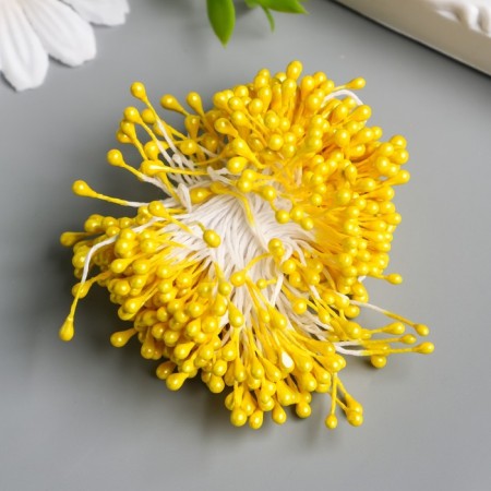 Stamens for flowers "droplets gloss bright yellow" set 300 pcs length 6 cm-1