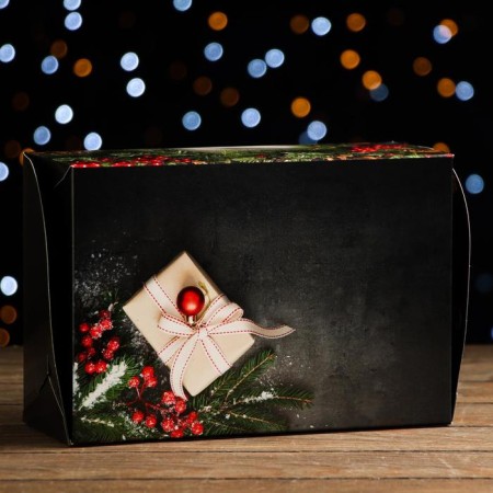 The box is folding, double -sided "New Year's gifts", 25 x 17 x 10 cm-2