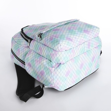Youth backpack from textiles 2 of the lightning department, 3 pockets, blue/lilac color-4