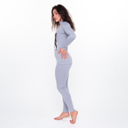 Women's thermal underwear (jumper, leggings) print wolf, light gray color, size 44-2