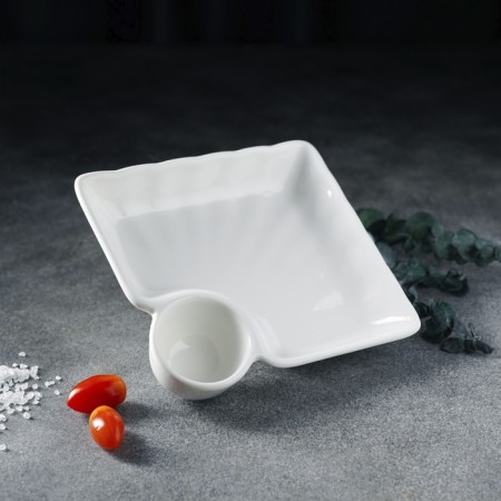 Porcelain dish with magistro blanche sauce, saucepan 60 ml, 18.5 × 17.5 × 4 cm, white color-7