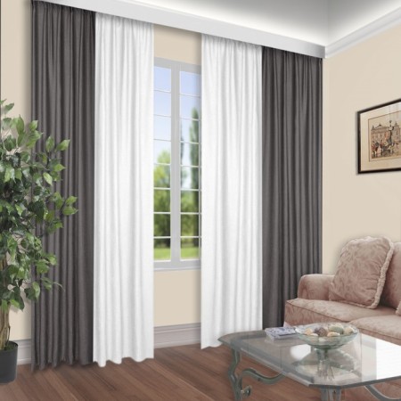 Set of curtains, size 160x260 cm, 2 pcs, color gray, white