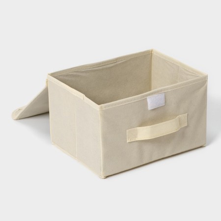 Stellyer box for storage with a lid of the share "Alva", 26 × 20 × 15 cm, beige color-3