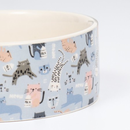 Ceramic bowl "Abstractism of cats" 300ml, 11.5 x 5 cm, white and white-3