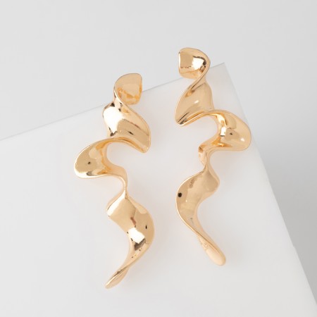 Earrings Metal "Shine" wave, color gold-1