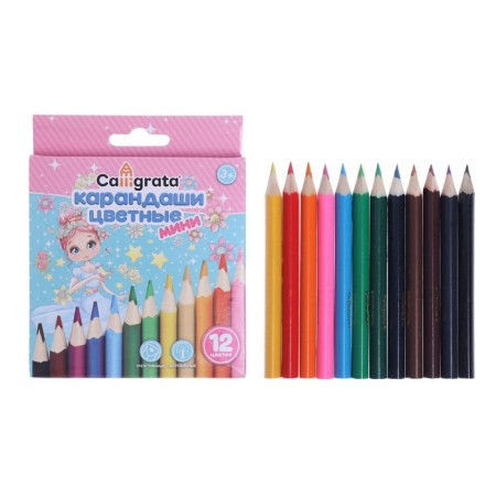 Cauligrata color color pencils "Princess", mini in a cardboard box, a triangular, wooden building