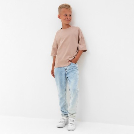 T -shirt Children's Minaku: Basic Line Kids beige color, height 158 ​​cm-1