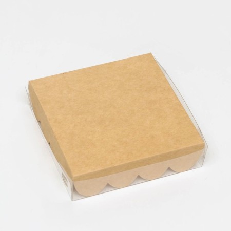 Box for cookies, craft, 12 x 12 x 3 cm-5