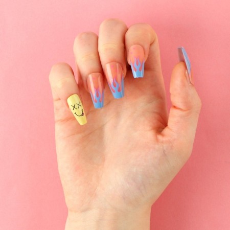 Follow nails “Trend”, 24 pcs, adhesive plates, almond shape, matte beige/yellow color-6