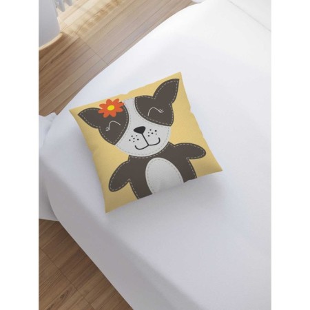 Decorative pillowcase "Dog with flower", size 45 x 45 cm, sewn -in -law-1