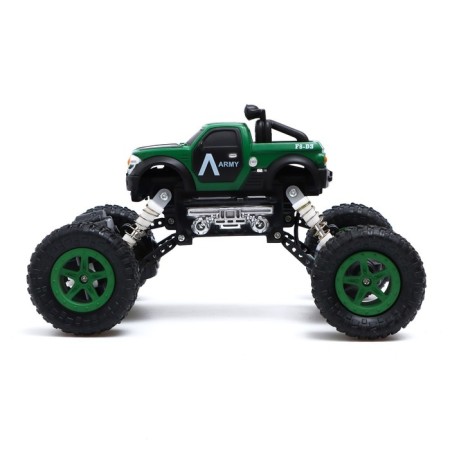 The radio -controlled “Army” jeep works on the battery, the color is green-1