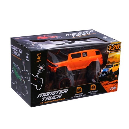 Radio -controlled jeep "Monster", 1:20, works from the battery, color orange color-5