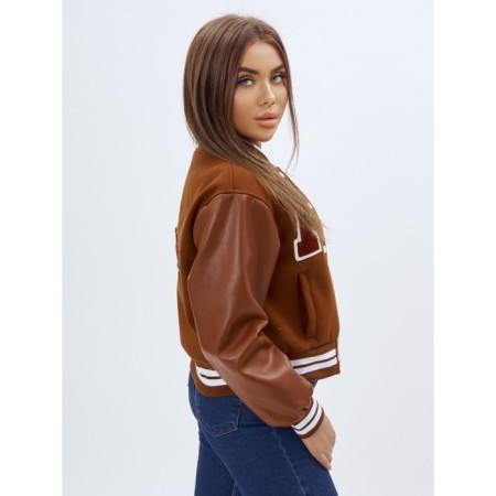 Brown brown leather bomber, size 46-5