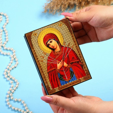 Casket "God's mother softening of evil hearts" 10 × 14 cm, lacquer miniature-2