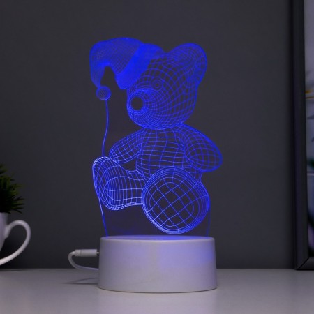 Touchscreen lamp "Bear in a hat" LED 7 USB colors/from white batteries-5