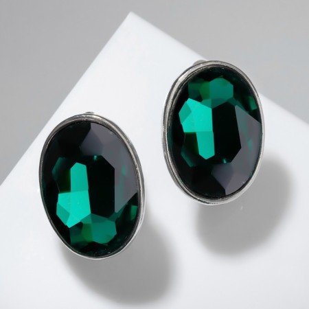 Clips "Party" Ovala, emerald color in silver-1