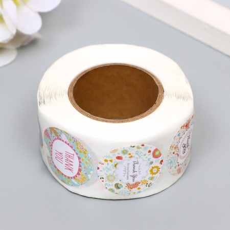 Stick Paper "thank" d = 2.5 cm 500 pcs in the roll 3x6x6cm-3