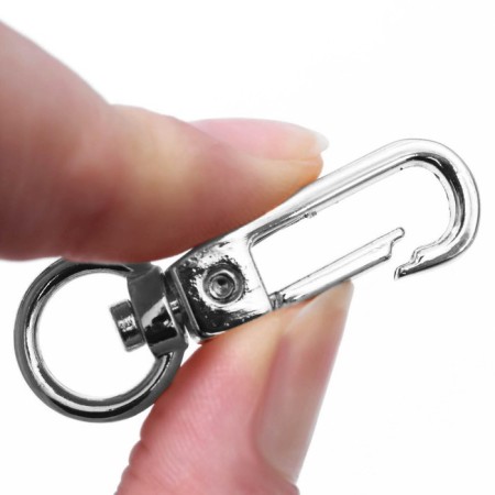 Metal carbine, 45 × 16 mm / 10 × 2.2 mm, 5 pcs, silver color-2