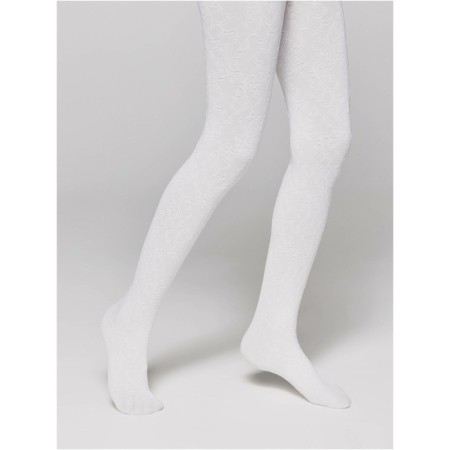 Baby tights with a relief pattern Conte Elegant Daisy, height 140-146 cm, color Bianco-1
