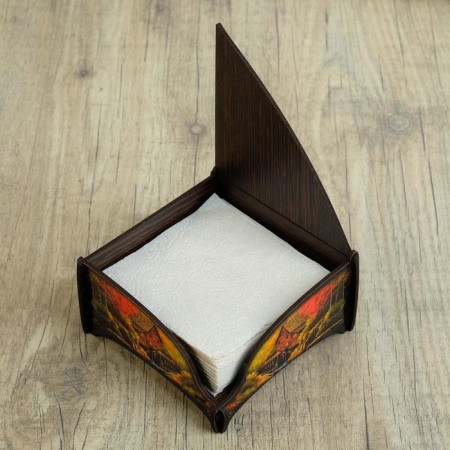 Wooden napkin "House in the autumn forest", color-1