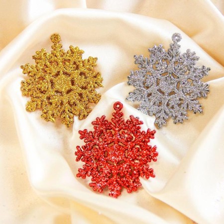 Christmas tree decoration "Lush snowflake" (set 3 pcs) D-5 cm, mix