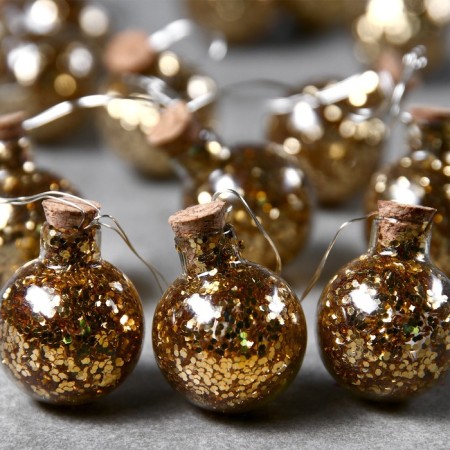 Garland “thread” 1.6 m with nozzles “balls with golden confetti”, ip20, silver thread, 15 LED, glow warm white, AAX2-1