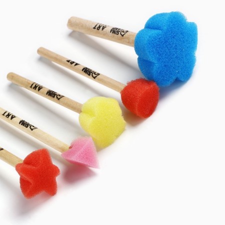 Drawing brush sponge set of 5 pieces, colored, curly "cat-articulate"-2