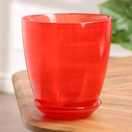 Flower pot with pallet No. 3 "Aleb" Rubin, 1 liter