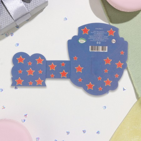 Mini-postcard "February 23" Glitter, emblem, 12.5 x11.5 cm-2