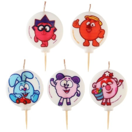 Candle for the cake "Happy Birthday!", 5 pieces, smeshariki-3