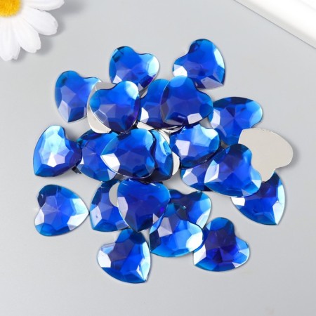 Decor for creativity plastic "Rhinestones heart. Bright blue" set of 30 pcs 2.5x2.5 cm-2