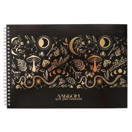 Album for drawing A4, 40 sheets on the crest "Tarot", covered cardboard, matte lamination, embossing with foil, block 100 g/m2, mix-1