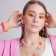 Earrings Metal "brightness" geometry, color-raspberry color