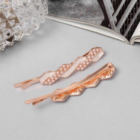 Invisibility for hair "Kalie" (set 2 pcs) grace, 6 cm, pink gold-1