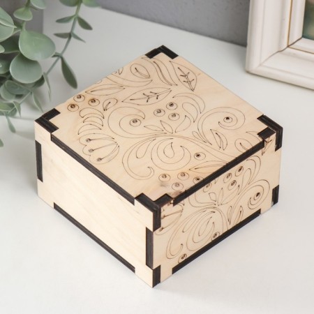 Casket for painting "curls" 10x10x6 cm, plywood 6mm