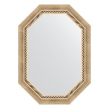 Mirror in the baguette frame, aged silver with weaving 70 mm, 53x73 cm